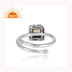 แข็ง925เงินสเตอร์ลิงแหวนซ้อนกันผู้ค้าส่งสแควร์ตัดซิทรินพลอยผู้หญิงแหวนผู้ผลิต - Product Image 4