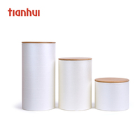 Eco Friendly Food Grade Papier Verpakking Cilinder Met Bamboe Deksel Voor Thee Verpakking