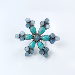 Trendy Natural Blue Turquoise And Aquamarine 925 Sterling Silver Gemstone Anillo de plata hecho a mano Joyería Venta al por mayor Precio de fábrica - Product Image 1