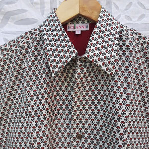 Chemise pour homme en tissu imprimé en bloc de coton de haute qualité, fermeture à boutons et col rabattu, manches longues, vêtements décontractés pour homme - Product Image 5