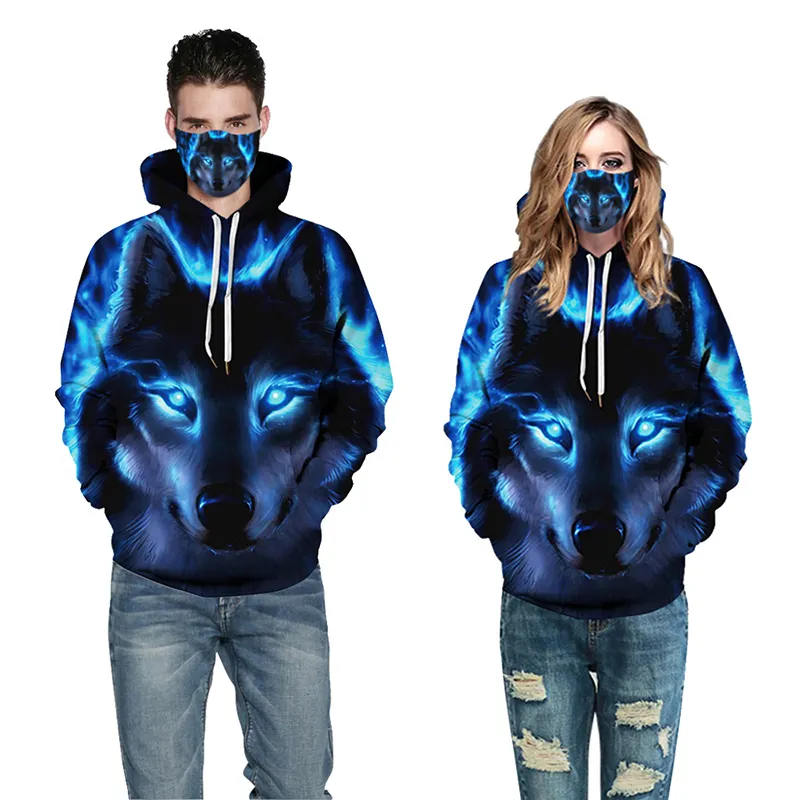 Custom Sublimation 3D Lifelike Animals Printing Unisex Men And women wear Pullovers Hoodies