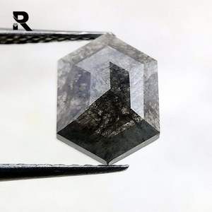 Maillot de bain en forme hexagone de 1.24 carats, dos de sel et de poivre en vrac, rose naturelle découpée, diamant fait pour bijoux uniques - Product Image 1