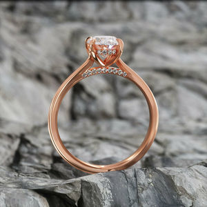 2,00 quilates blanco completo forma Oval Moissanite anillo 14k anillo de oro rosa Moissanite anillo oval moissanite anillo - Product Image 2