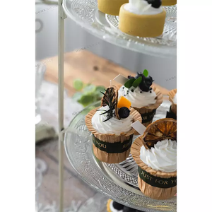 Venta caliente nuevo diseño estilo moderno fiesta decorar plato redondo 2 niveles capa metal fruta bandeja rústica bandeja de metal - Product Image 5