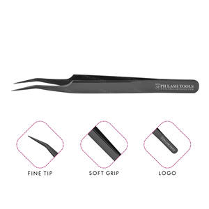 Custom Logo Eyelash Tweezer Black Color Stainless Steel Lash Tweezer for Eyelash Extensions with Your Company Name or Logo - Product Image 1