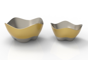 Bol de service martelé en acier inoxydable avec base en laiton Bols de service en acier inoxydable Bols de forme unique avec base en laiton - Product Image 4