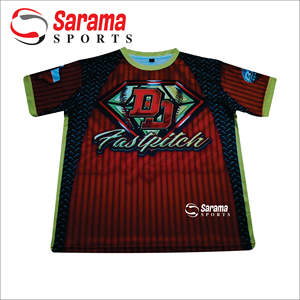 Camisetas de sóftbol de poliéster de manga corta con cuello redondo hechas a medida, de alta calidad, de talla grande, para adultos, patrón impreso transpirable de compresión - Product Image 1