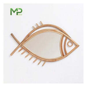 Contemporary Elegant Modern <b>Round</b> <b>Wood</b> <b>Mirror</b> Bamboo Material with Leather Strap for Living Room Wall Decor - Product Image 3