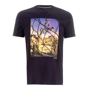 เสื้อยืดคอกลมสำหรับผู้ชายผ้าถักแขนสั้นทำจากผ้าฝ้าย100% พิมพ์โลโก้แบบกำหนดเอง - Product Image 3