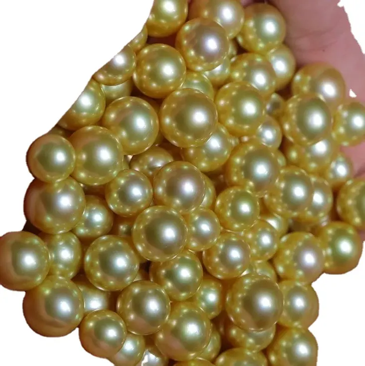 Naturale genuina sudisti rotondi perle oro scuro tonalità perfetta forma rotonda alta qualità per la creazione di gioielli
