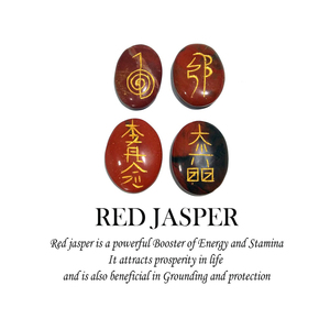 Ensemble de pierres précieuses de guérison Reiki Usai en jaspe rouge de forme ovale - Product Image 4