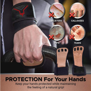 Gym Exercise Fitness <b>Weight</b> Lifting <b>Glove</b> 3 Hole Hand Grips Custom Logo Weightlifting Gymnastic Carbon Grips - Product Image 3