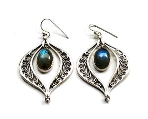 Pendientes de Moda al por Mayor de Labradorita Natural con Plata de Ley 925, Pendientes Colgantes Hechos a Mano, Joyería Personalizada para Mujer - Product Image 1