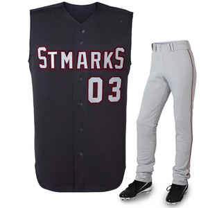 Uniforme de béisbol personalizado juvenil, 2 botones, a rayas, alta calidad, sin mangas, sublimación - Product Image 1