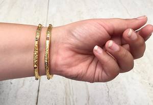 Glittering Sterling <b>Silver</b> 925 Gold Plated Oxidized Hammer Texture Ruby Diamond Wholesale Customized <b>Woman</b> <b>Bangles</b> Bracelets - Product Image 4