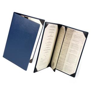 Blue PU Leather <b>Table</b> Menu Holder with Four Protected Corners to Hold Menu <b>Cards</b> - Product Image 1