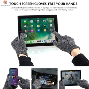 MESS SPORTS Men Women Comfortable Cotton Checked Anti Slip Resistant Winter for Screen Outdoor <b>Gloves</b> - Product Image 4