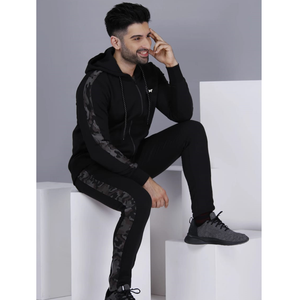 Survêtement de sport en molleton de qualité supérieure pour hommes, noir, respirant, avec logo personnalisé - Product Image 2