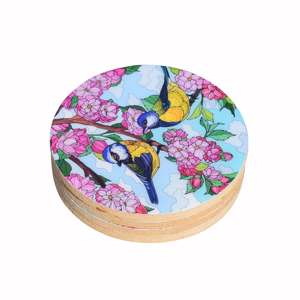 Haute qualité impression florale sous-verres en bois nouveauté conception thé café vin cuisine décorations de table tapis tampons accessoires - Product Image 2