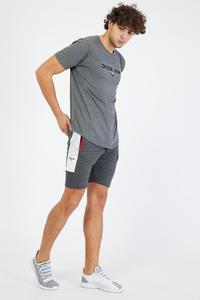 ชุดวอร์มกีฬาทรงสลิมฟิตสำหรับผู้ชาย,ชุดวิ่งออกกำลังกายคอกลมพิมพ์ลายลำลองสีดำแบบด้านเดียว - Product Image 3