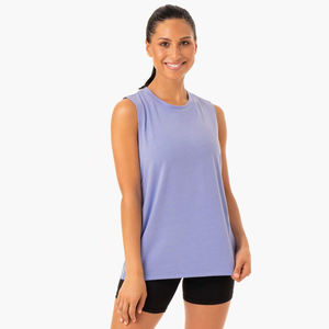 เสื้อยืดแขนกุดถักผ้าคอตตอน100% เสื้อออกกำลังกายเล่นฟิตเนสวิ่งออกกำลังกาย2023 - Product Image 3