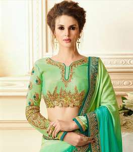 Vêtement ethnique auto conçu Party Wear Designer Bollywood Style soie brodé Saree avec chemisier Pièce prix de gros soie Alphanumero - Product Image 4