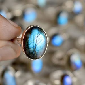 Bague à superposition de labradorite bleue naturelle, anneau en argent, 6 bineurs, vente en gros, lot de traceur gps, vente en gros - Product Image 5