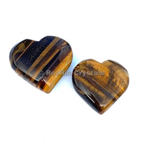 Piedras y cristales al por mayor: Corazón abombado de Ojo de Tigre Amarillo - Product Image 1