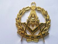 Collier de Régalia en Laiton Bleu du 33e Degré du Rite Écossais Maçonnique, Ailes en Haut |   Taille personnalisée brodée