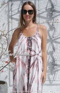 Venta caliente elegante largo Maxi vestido de mujer Color sólido Tie Dye sin mangas Casual Beach Cover-Up tejido hasta el suelo africano - Product Image 3