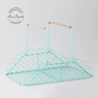 Corbeille à fruits contemporaine en fil de fer métallique, grand format, bleu ciel, avec revêtement en poudre, design personnalisé, en promotion