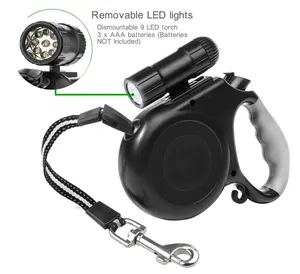 High Quality Retractable Detachable Led Retractable Dog Leash With Light Led Flashlight protective dog lead best design