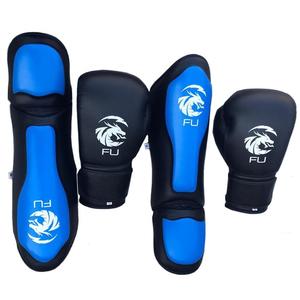 Espinilleras para hombre, espinilleras de cuero negro y azul para kick boxing, las más populares con el diseño más nuevo para la protección - Product Image 1