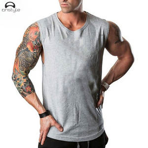 Wholesale Custom Men's Sleeveless Spandex Gym Tank <b>Top</b> Breathable Workout Sports <b>Vest</b> for Running Fitness Embroidery Button - Product Image 4