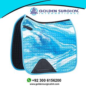 Almohadilla de sillín de doma inglesa de tela de satén azul personalizada, diseño de remolino de mármol Prime, equipo de equitación de algodón de estilo occidental - Product Image 2