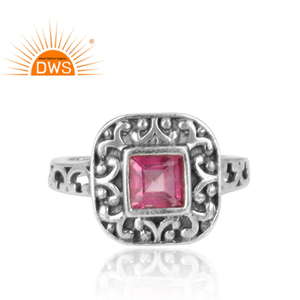 Magnifique Design Topaze Rose Gemme Bague en Argent Sterling Oxydé pour Toutes Tailles Fournisseur de Bijoux Collection Classique - Product Image 2