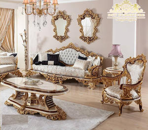 Juego de Sofás Tallados a Mano para Sala de Estar, Juego de Sofás de Lujo para Sala de Estar, Muebles de Alta Calidad, Muebles de Sala de Estar de Estilo Francés - Product Image 2