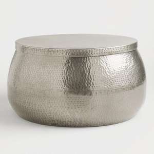 Mesa de centro martillada de metal con almacenamiento para el hogar, sala de estar, uso en la oficina - Product Image 1