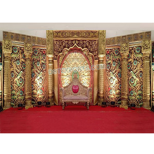 เวทีงานแต่งงานสีทองที่งดงามซิดนีย์เวทีแต่งงานแบบดั้งเดิมศรีลังกางานแต่งงานพิเศษไฟเบอร์แกะสลักเวทีแวนคูเวอร์ - Product Image 1