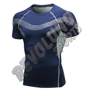Ventes en gros de t-shirts de compression à manches courtes et col rond personnalisés, doux, pour l'entraînement, à séchage rapide, pour hommes, pour la salle de sport - Product Image 5