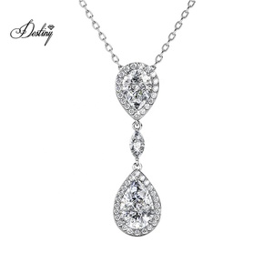 Delicato Ciondolo Vintage Layla Daisini Impreziosito da Cristalli <span class=keywords><strong>Swarovski</strong></span> Gioielli in Argento Sterling / Ottone <span class=keywords><strong>Collana</strong></span> - Product Image 1
