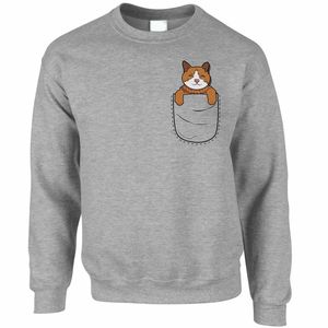 Sudadera con Capucha de Invierno para Hombre, 100% Algodón y Forro Polar, con Diseño Divertido de Gato en el Bolsillo, Idea de Regalo Original para Amantes de las Mascotas - Product Image 5