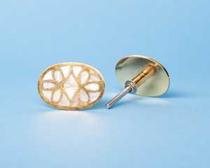 Chất Lượng Cao Mẹ Ngọc Trai Brass Cửa Tủ Núm Ngăn Kéo PL Đông Lấy Cảm hứng từ Tủ Xử Lý Trong Vàng Ngà Nhà Bếp Ứng Dụng - Product Image 2