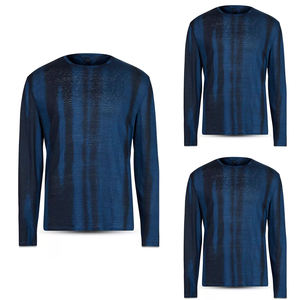 Camiseta de manga larga para hombre, azul, con efecto tie-dye, de algodón 100%, 240 GSM, venta al por mayor OEM. - Product Image 4