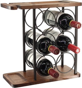 Porte-vin en fer forgé noir, support à vin OEM, Style nordique, 6 bouteilles, en forme personnalisée, à la mode - Product Image 2