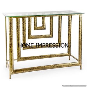 Coussin de table de console en métal hexagone design Coussin de repos Coussin noir base en or Meubles de table de console au meilleur prix de l'Inde - Product Image 5