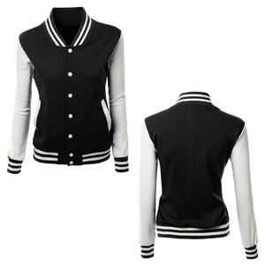 Women's High Quality Custom Leather Bomber Jacket Winter Long Sleeved <b>Coats</b> <b>Button</b> Decoration Breathable Solid Letterman Style - Product Image 5