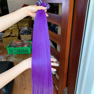 ผมมนุษย์แท้แบบตรงสุดๆสีม่วง100% - Product Image 1