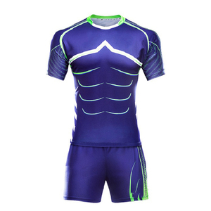 Uniforme de Rugby de manga corta para hombre, Logo personalizado impreso por sublimación, venta al por mayor - Product Image 3