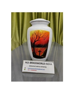 Aluminum Aesthetic Hand Painted Adult Cremation Urn Brassworld India <b>Funeral</b> <b>Supplies</b> - Product Image 1